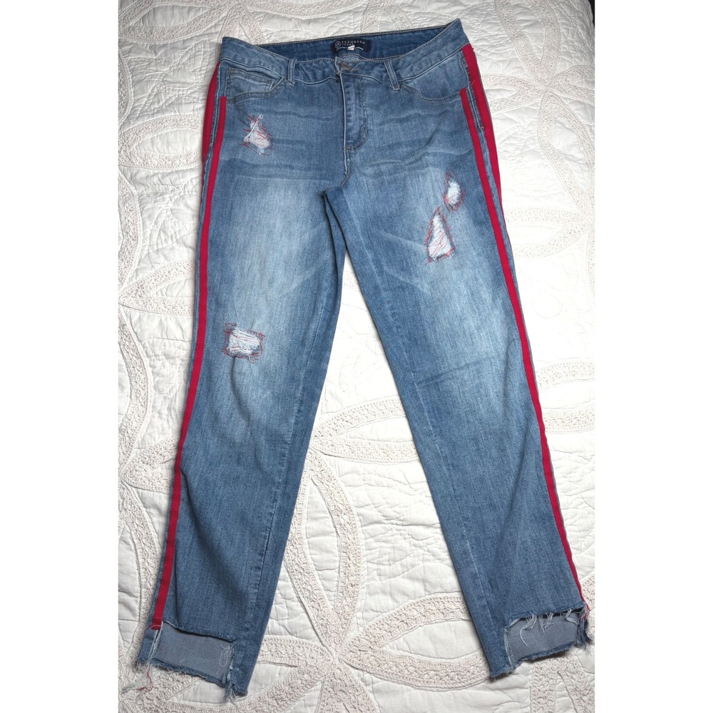 Boom Boom Jeans Distressed Denim‎ Grunge Urban Streetwear Moto Y2K Women Size 11